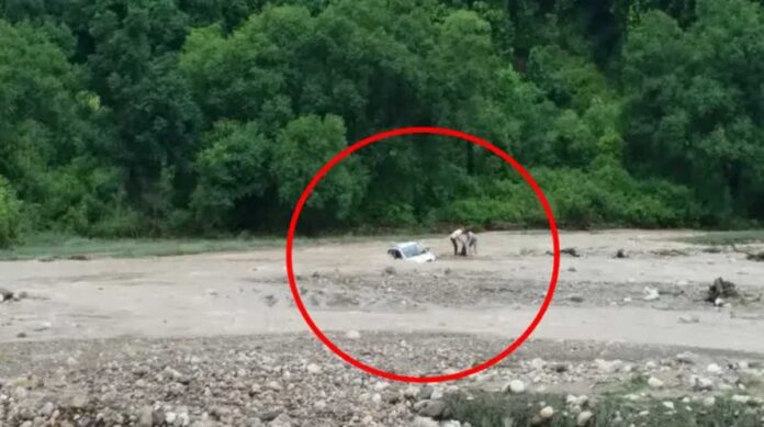 उत्तराखंडः धनगढ़ी नाले में बही शिक्षकों की कार, ऐसे बचाई
